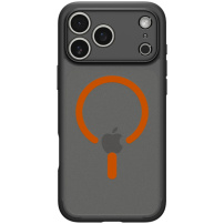 Spigen Ultra Hybrid mat prozirna maskica s narančastim MagSafeom za iPhone 17 Pro Max - crna