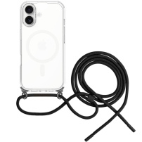 FIXED MagPure Neck prozirna maska s uzicom i MagSafe za iPhone 17 - crna
