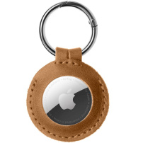 FIXED kožni omot s karabinerom za AirTag 1 / 2 - smeđi
