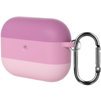 Silikonska futrola sa prugama i karabinerom za AirPods Pro 3 - roza