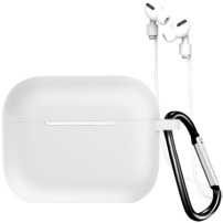 Silikonska futrola sa karabinerom i trakom protiv gubitka za AirPods Pro 3 - bela