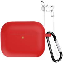 Silikonska maska s karabinom i vezicom protiv gubitka za AirPods Pro 3 - crvena