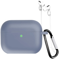 Silikonska maska s karabinom i vrpcom protiv gubitka za AirPods Pro 3 - plavo-siva