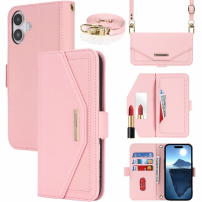 Preklopna torbica s remenom u stilu clutch torbice za iPhone 17 - ružičasta