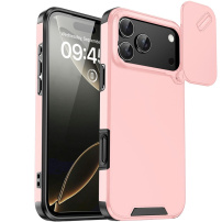 Matný ovitak s kliznim poklopcem za kameru za iPhone 17 Pro - ružičasti