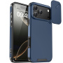 Matna maska s kliznim poklopcem za kameru za iPhone 17 Pro - tamno plava