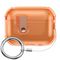 Prozirna futrola sa kopčom i karabinerom za AirPods Pro 3 - narandžasta