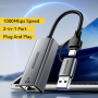 ESSAGER 2u1 ethernet adapter - RJ45 na USB-C / USB-A - siva