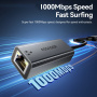 ESSAGER 2u1 ethernet adapter - RJ45 na USB-C / USB-A - siva