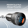 ESSAGER ES-CC21 auto punjač s portovima USB-C / USB-A - 45W - crni