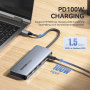 ESSAGER ES-HB01 6u1 hub - SSD disk / HDMI / 2x USB-C / 2x USB-A na USB-C - tamno sivi