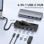 ESSAGER ES-HB01 6u1 hub - SSD disk / HDMI / 2x USB-C / 2x USB-A na USB-C - tamno sivi