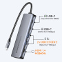 ESSAGER ES-HB01 6u1 hub - SSD disk / HDMI / 2x USB-C / 2x USB-A na USB-C - tamno sivi