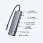 ESSAGER ES-HB01 7u1 hub - SSD disk / utor za SD / TF karticu / 2x USB-C / 2x USB-A na USB-C - tamnosivi