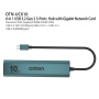 ONTEN UC616 7u1 hub - RJ45 / 2x USB-C / 4x USB-A na USB-C - petrolej