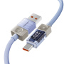 ESSAGER Crystal Clear pleteni kabel za punjenje i prijenos podataka - USB-A na USB-C - 2 m - plavo-ljubičasti