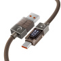 ESSAGER Crystal Clear pleteni kabel za punjenje i prijenos podataka - USB-A na USB-C - 2 m - smeđa