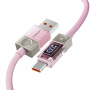 ESSAGER Crystal Clear pleteni kabel za punjenje i prijenos podataka - USB-A na USB-C - 2 m - ružičasti