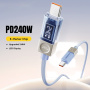 ESSAGER Crystal Clear pleteni kabel za punjenje i prijenos podataka - USB-C na USB-C - 2 m - ljubičasto-plavi