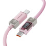 ESSAGER Crystal Clear pleteni kabel za punjenje i prijenos podataka - USB-C na USB-C - 2 m - ružičasta