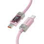 ESSAGER Crystal Clear pleteni kabel za punjenje i prijenos podataka - USB-C na USB-C - 2 m - ružičasta