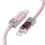 ESSAGER Crystal Clear pleteni kabel za punjenje i prijenos podataka - USB-C na Lightning - 1 m - ružičasti