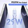 ESSAGER ES-X73 pleteni kabel za punjenje i prijenos podataka - USB-C na Lightning - 2 m - zeleno-ružičasti