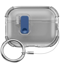 Prozirna futrola sa kopčom i karabinerom za AirPods Pro 3 - siva