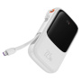 Baseus QPow Pro powerbanka s integriranim USB-C kabelom i USB-C / USB-A priključcima - 10.000 mAh - bijela