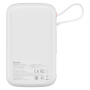 Baseus QPow Pro powerbanka s integriranim USB-C kabelom i USB-C / USB-A priključcima - 10.000 mAh - bijela