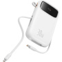 Baseus QPow2 powerbanka s integriranim USB-C kabelom i USB-C / USB-A priključcima - 10.000 mAh - bijela