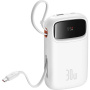 Baseus QPow2 powerbanka s integriranim USB-C kabelom i USB-C / USB-A priključcima - 10.000 mAh - bijela