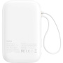 Baseus QPow2 powerbanka s integriranim USB-C kabelom i USB-C / USB-A priključcima - 10.000 mAh - bijela