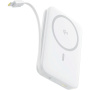 Baseus PicoGo Qi2 bežični MagSafe power bank s integriranim USB-C kabelom i USB-C priključkom - 10.000 mAh - bijeli