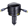 Baseus Enjoyment Max set auto punjača s USB-C / USB-A priključcima i uvlačivim USB-C kabelima - 90W - 0,8 m - crna