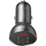 Baseus Digitalni zaslon auto punjač s priključcima 2x USB-A - 24W - tamno siva