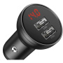 Baseus Digitalni zaslon auto punjač s priključcima 2x USB-A - 24W - tamno siva