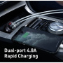 Baseus Digitalni zaslon auto punjač s priključcima 2x USB-A - 24W - tamno siva