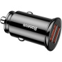 Baseus Kružni Plastični auto punjač s portovima 2x USB-A - 30W - crni