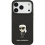 Karl Lagerfeld Fiksna sjajna metalna ikonička maska za iPhone 17 Pro - crna