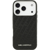 Karl Lagerfeld futrola s ponavljajućim zrnatim logom za iPhone 17 Pro - crna