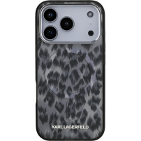 Karl Lagerfeld IML Leopard maska s MagSafe za iPhone 17 Pro - siva