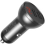 Baseus Digitalni zaslon auto punjač s priključcima 2x USB-A - 24W - tamno siva