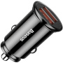 Baseus Kružni Plastični auto punjač s portovima 2x USB-A - 30W - crni