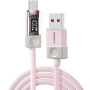 ESSAGER Crystal Clear pleteni kabel za punjenje i prijenos podataka - USB-A na USB-C - 2 m - ružičasti