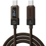 ESSAGER Crystal Clear pleteni kabel za punjenje i prijenos podataka - USB-C na USB-C - 1 m - smeđi