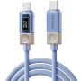 ESSAGER Crystal Clear pleteni kabel za punjenje i prijenos podataka - USB-C na Lightning - 1 m - plavo-ljubičasti