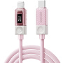 ESSAGER Crystal Clear pleteni kabel za punjenje i prijenos podataka - USB-C na Lightning - 1 m - ružičasti