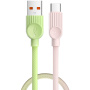ESSAGER ES-X73 pleteni kabel za punjenje i prijenos podataka - USB-A na USB-C - 25 cm - zeleno-ružičasti