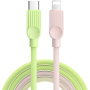 ESSAGER ES-X73 pleteni kabel za punjenje i prijenos podataka - USB-C na Lightning - 2 m - zeleno-ružičasti